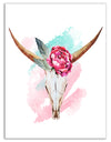 Bull Skull and Flower - Floral Digital Canvas Art Print