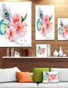 Flowers and Peacock Feather - Floral Canvas Art Print