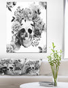 Peony Watercolor Skull - Digital Canvas Art Print