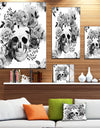 Peony Watercolor Skull - Digital Canvas Art Print