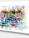 Houses and Boats - Abstract Landscape Canvas Print