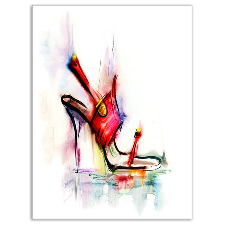 Red High Heel Shoe - Digital Canvas Art Print