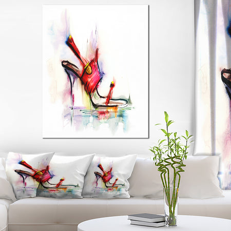 Red High Heel Shoe - Digital Canvas Art Print