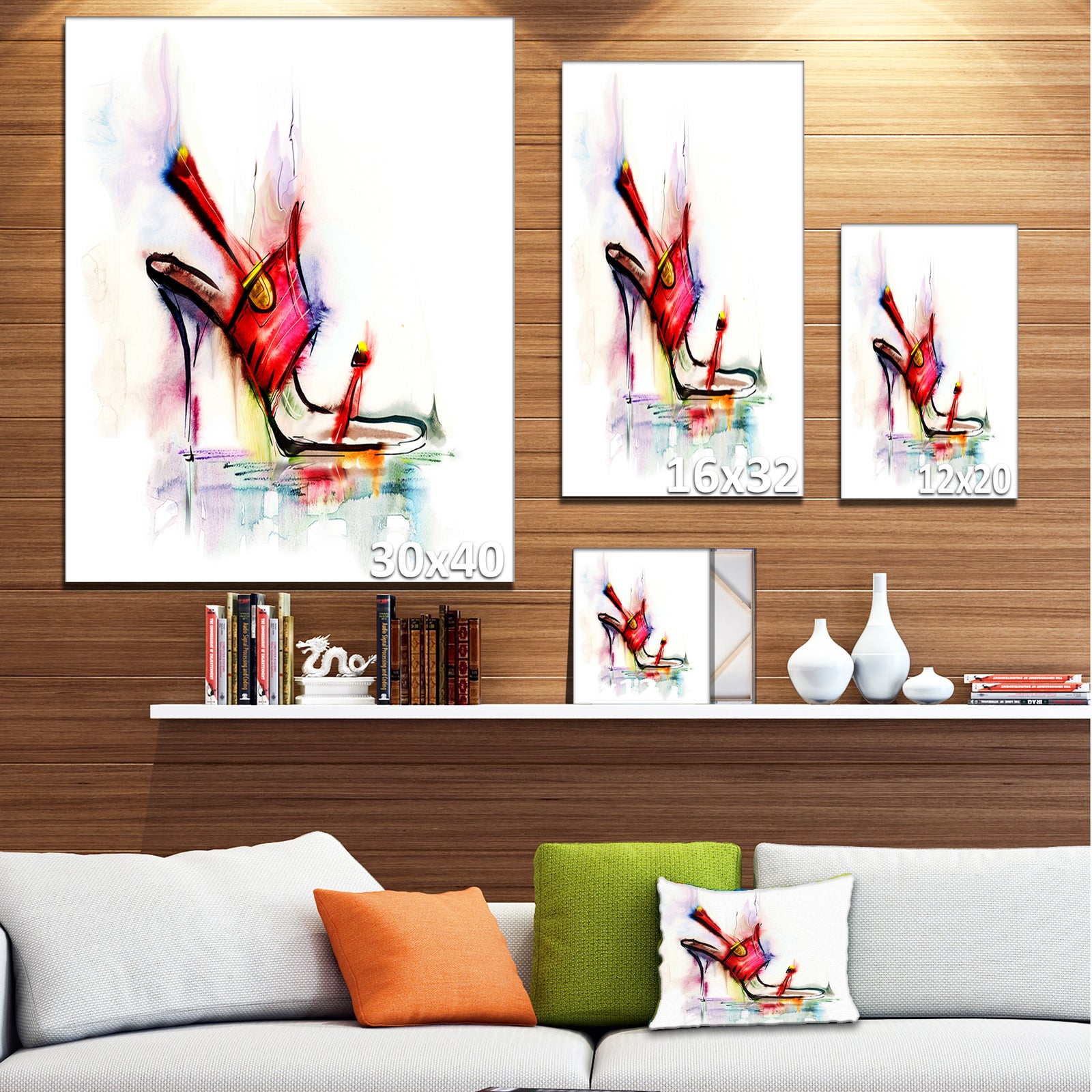 Red High Heel Shoe - Digital Canvas Art Print