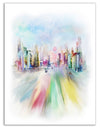 Silhouette of Big City - Digital Cityscape Canvas Art Print