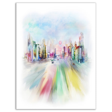 Silhouette of Big City - Digital Cityscape Canvas Art Print