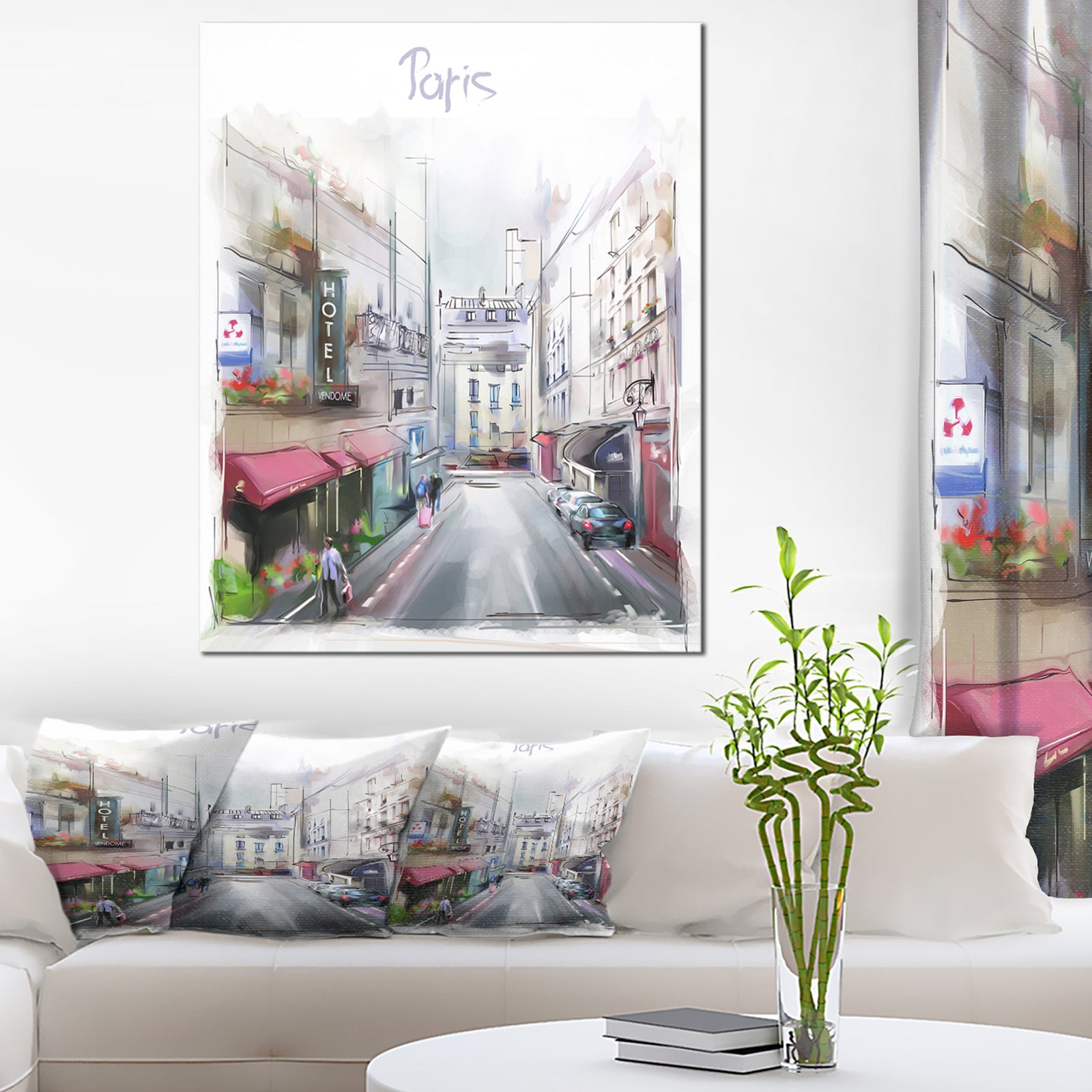 Paris Illustration - Cityscape Digital Canvas Art Print