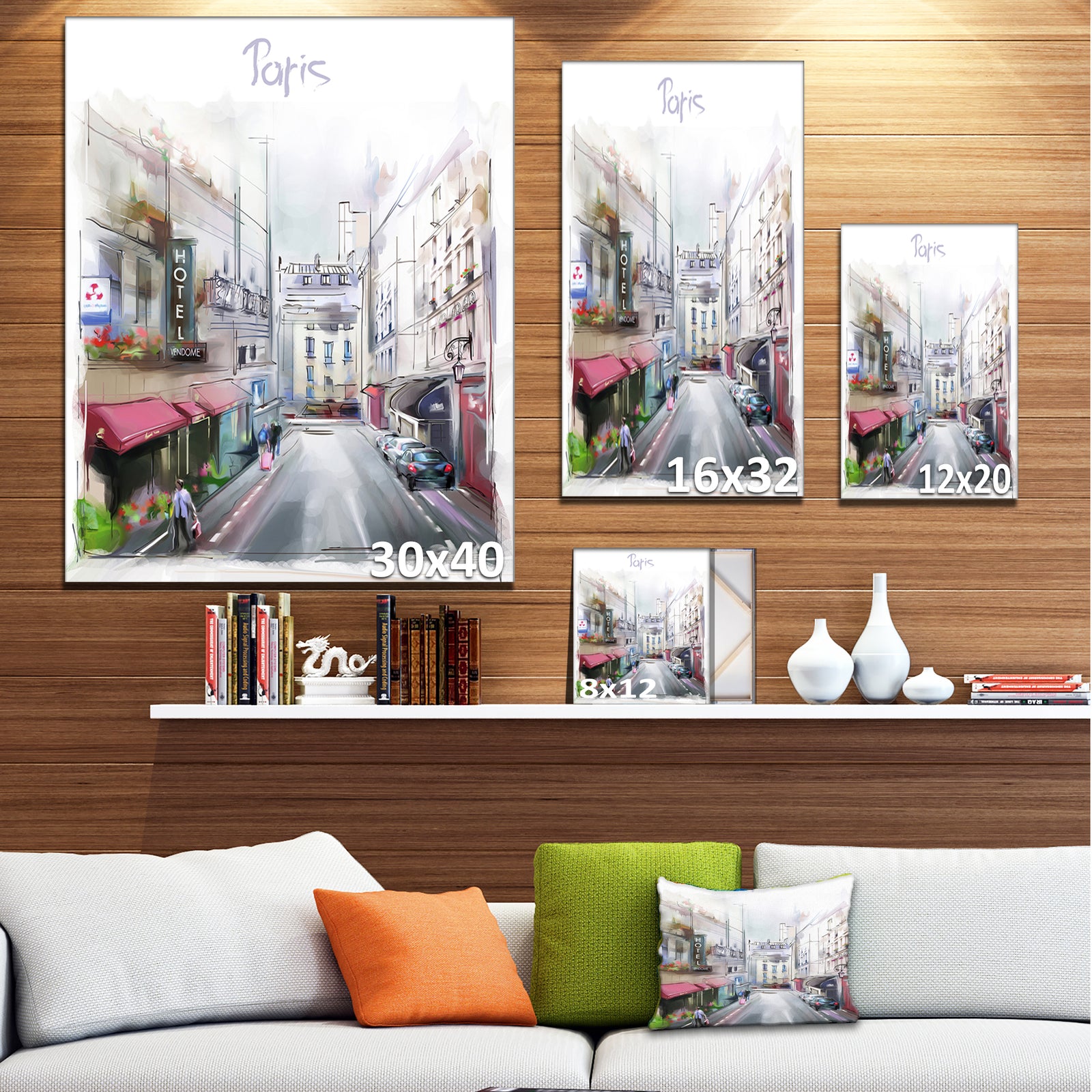 Paris Illustration - Cityscape Digital Canvas Art Print