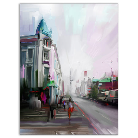 City Street - Cityscape Canvas Artwork Print