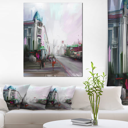City Street - Cityscape Canvas Artwork Print