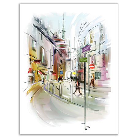 Colorful Illustration of City - Cityscape Canvas Print