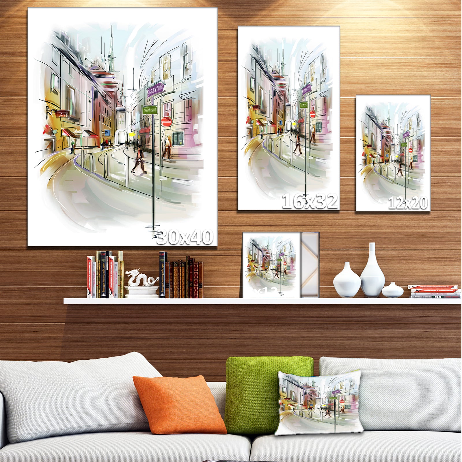 Colorful Illustration of City - Cityscape Canvas Print