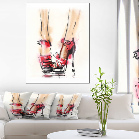 High Heel Fashion Shoes - Digital Canvas Art Print