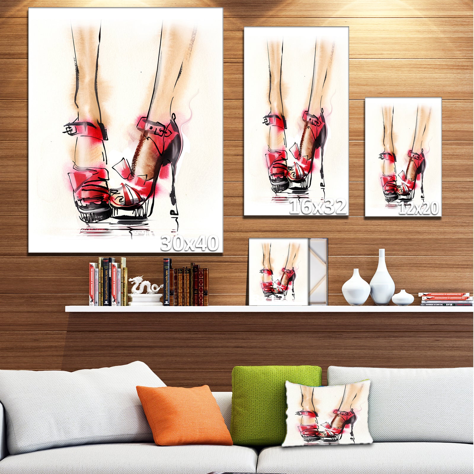 High Heel Fashion Shoes - Digital Canvas Art Print