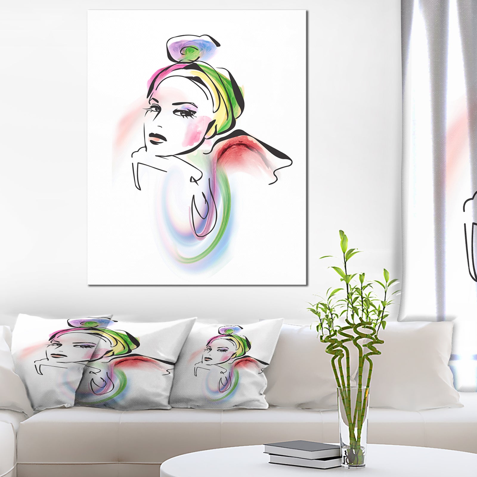 Drawing Portrait of Woman - Digital Canvas Art Print