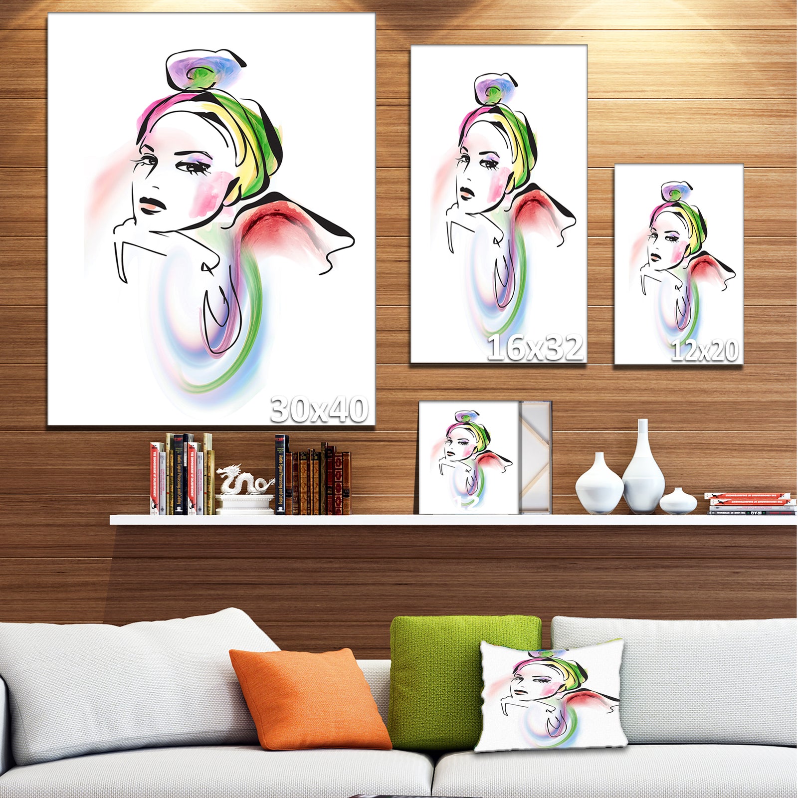 Drawing Portrait of Woman - Digital Canvas Art Print