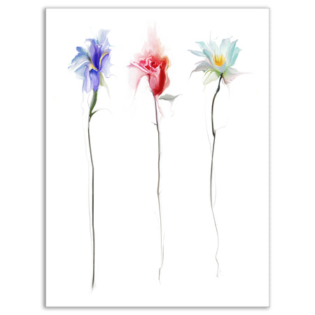 Three Flowers - Floral Digital Canvas Art Print