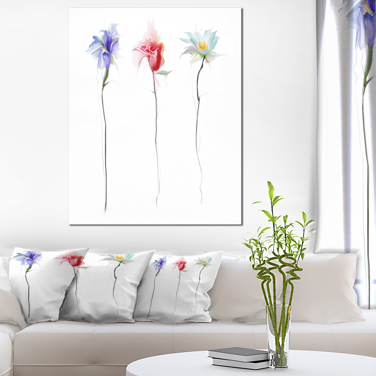 Three Flowers - Floral Digital Canvas Art Print