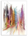 Road in City Illustration Art - Cityscape Canvas Art Print