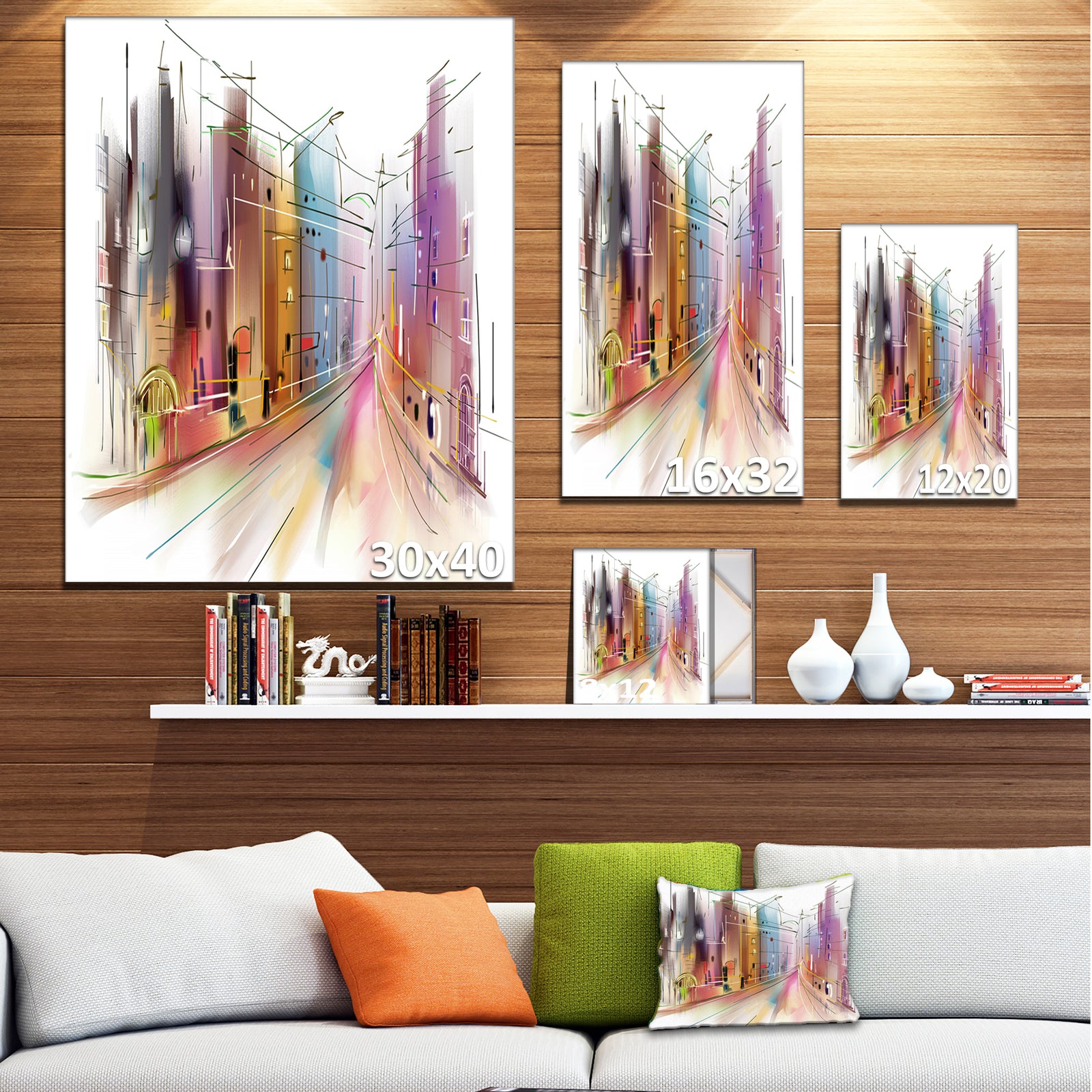 Road in City Illustration Art - Cityscape Canvas Art Print