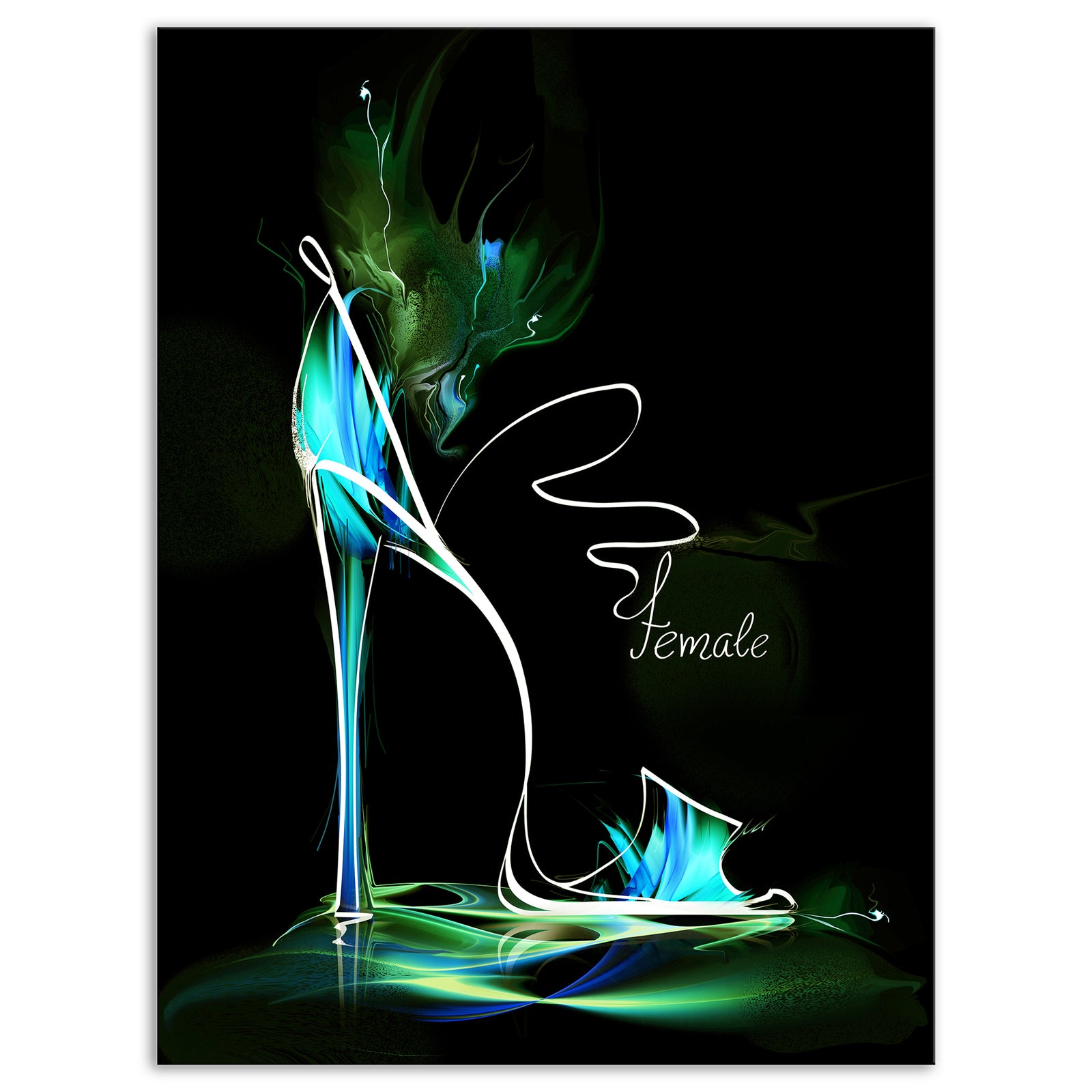 Green High Heel Show - Abstract Canvas Art Print