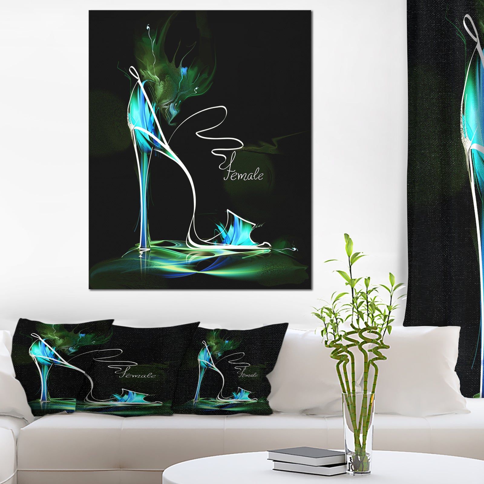 Green High Heel Show - Abstract Canvas Art Print