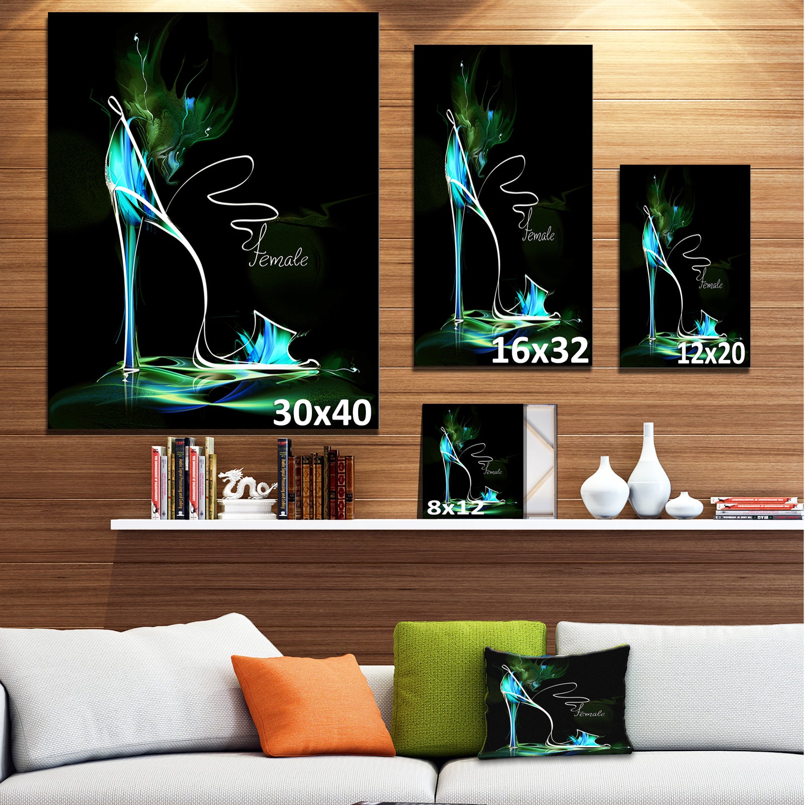 Green High Heel Show - Abstract Canvas Art Print