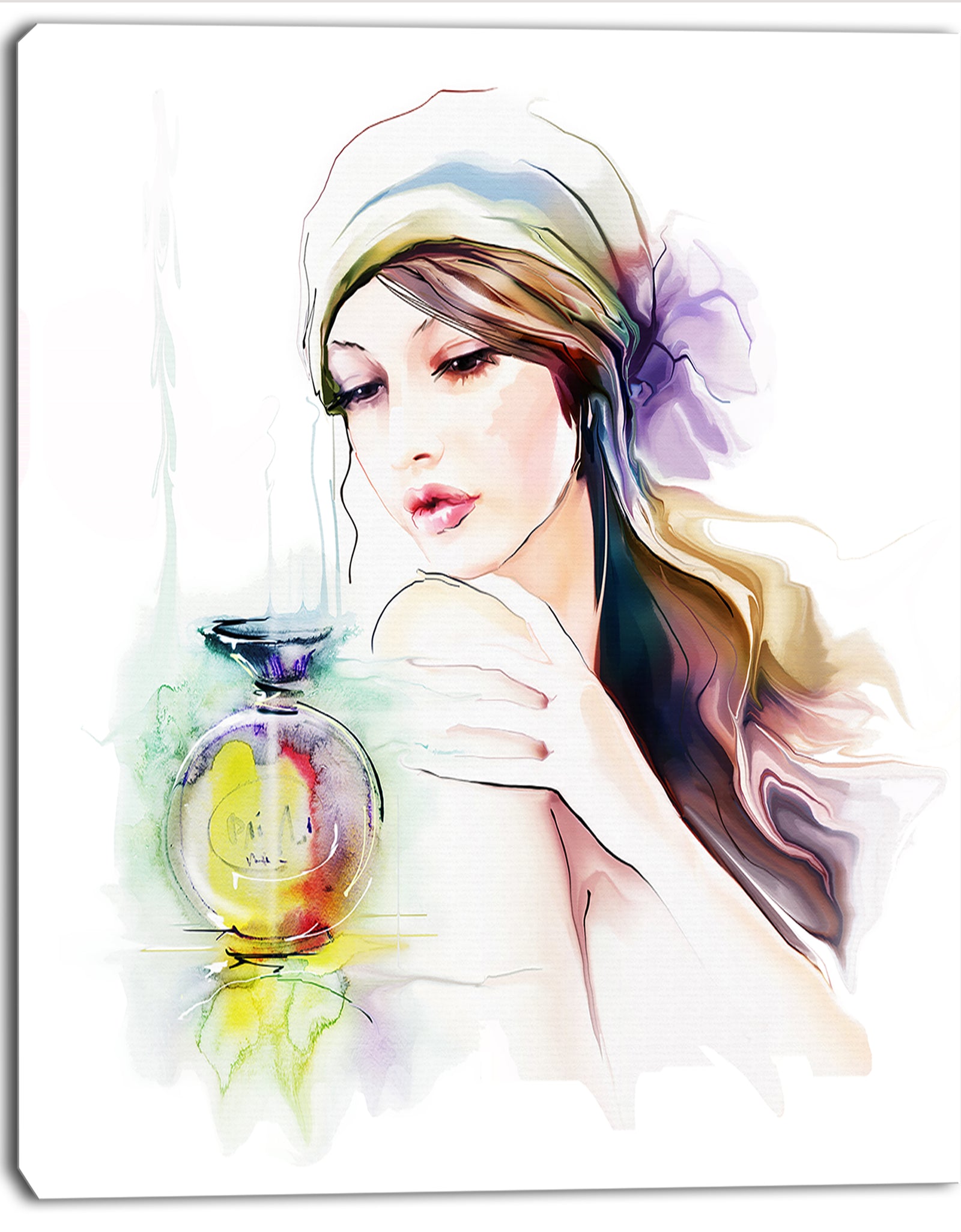 Woman with Perfume Bottle - Portrait Contemporary Canvas Art Print