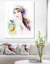 Woman with Perfume Bottle - Portrait Contemporary Canvas Art Print