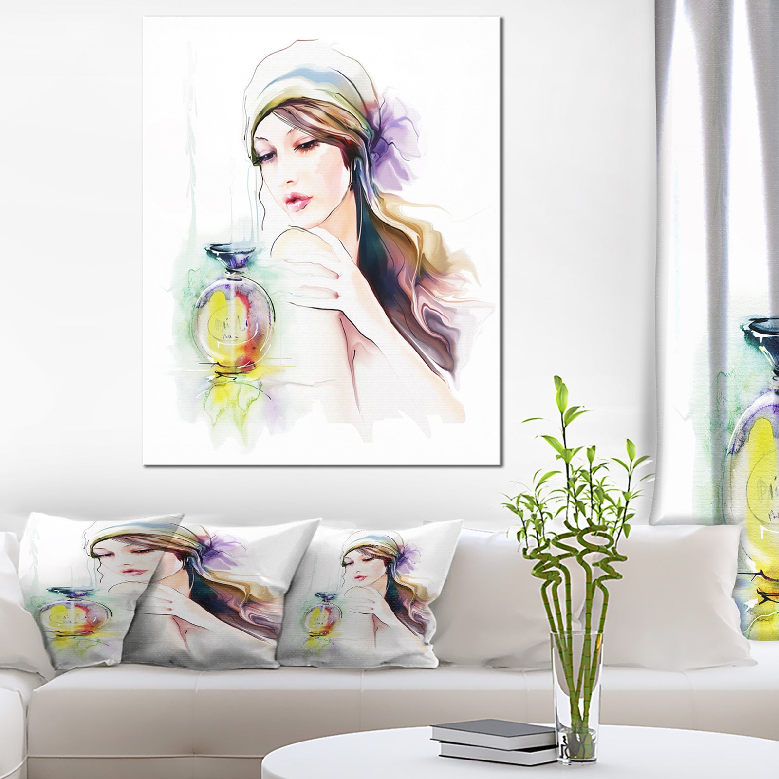 Woman with Perfume Bottle - Portrait Contemporary Canvas Art Print