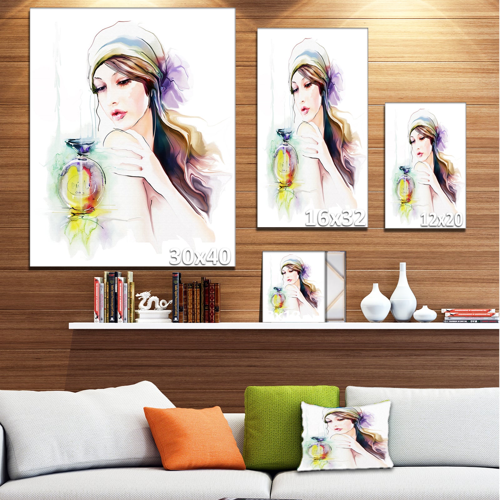 Woman with Perfume Bottle - Portrait Contemporary Canvas Art Print