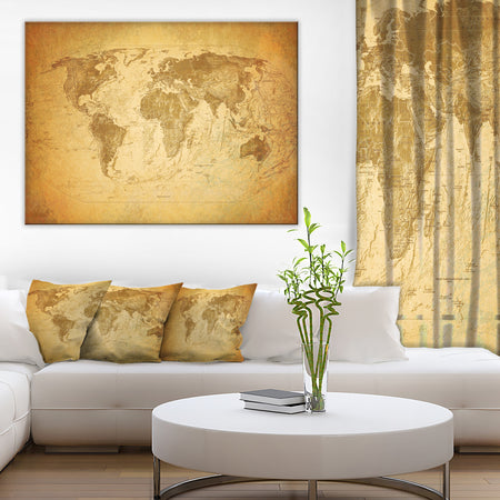 Vintage Classic Map - Contemporary Canvas Art Print