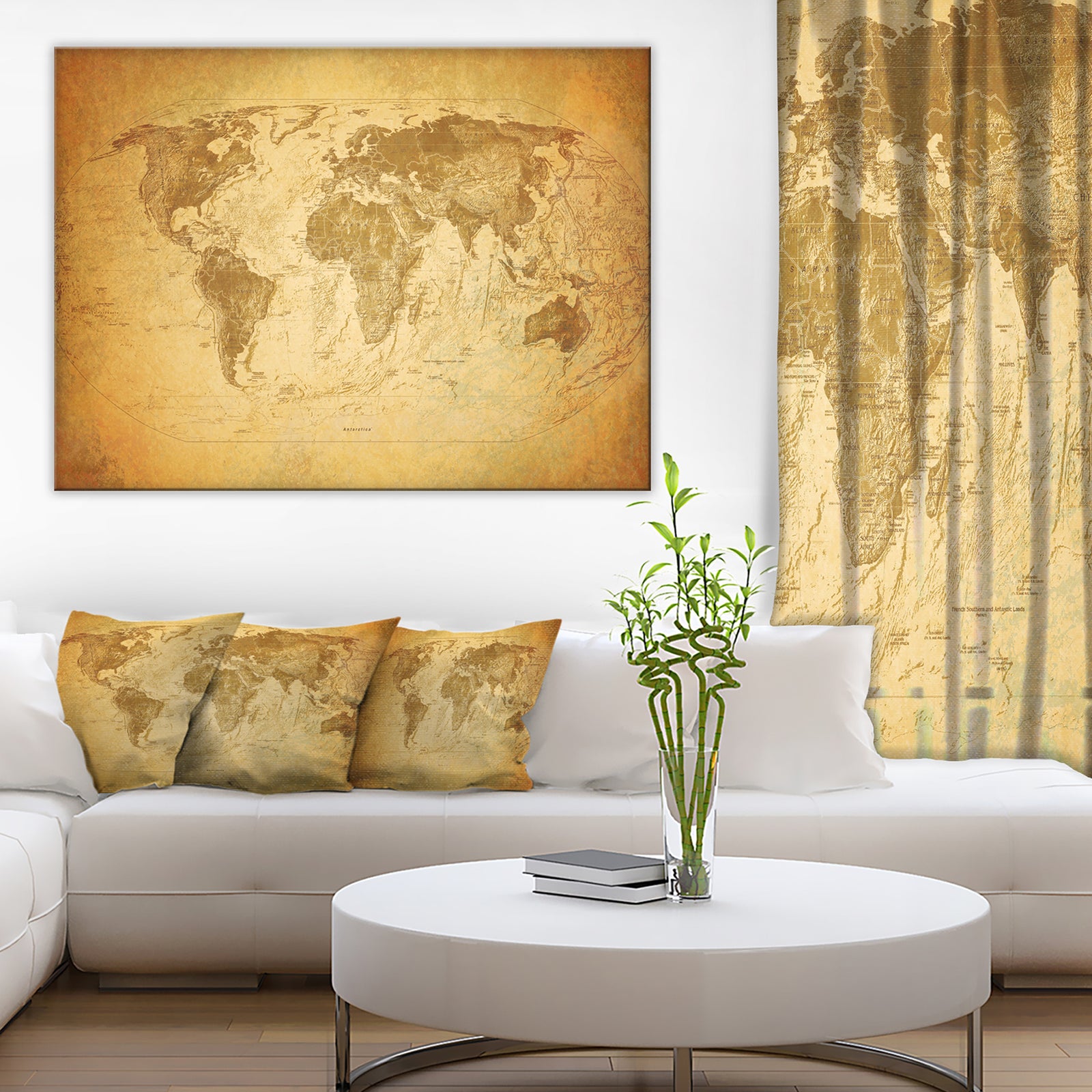Vintage Classic Map - Contemporary Canvas Art Print