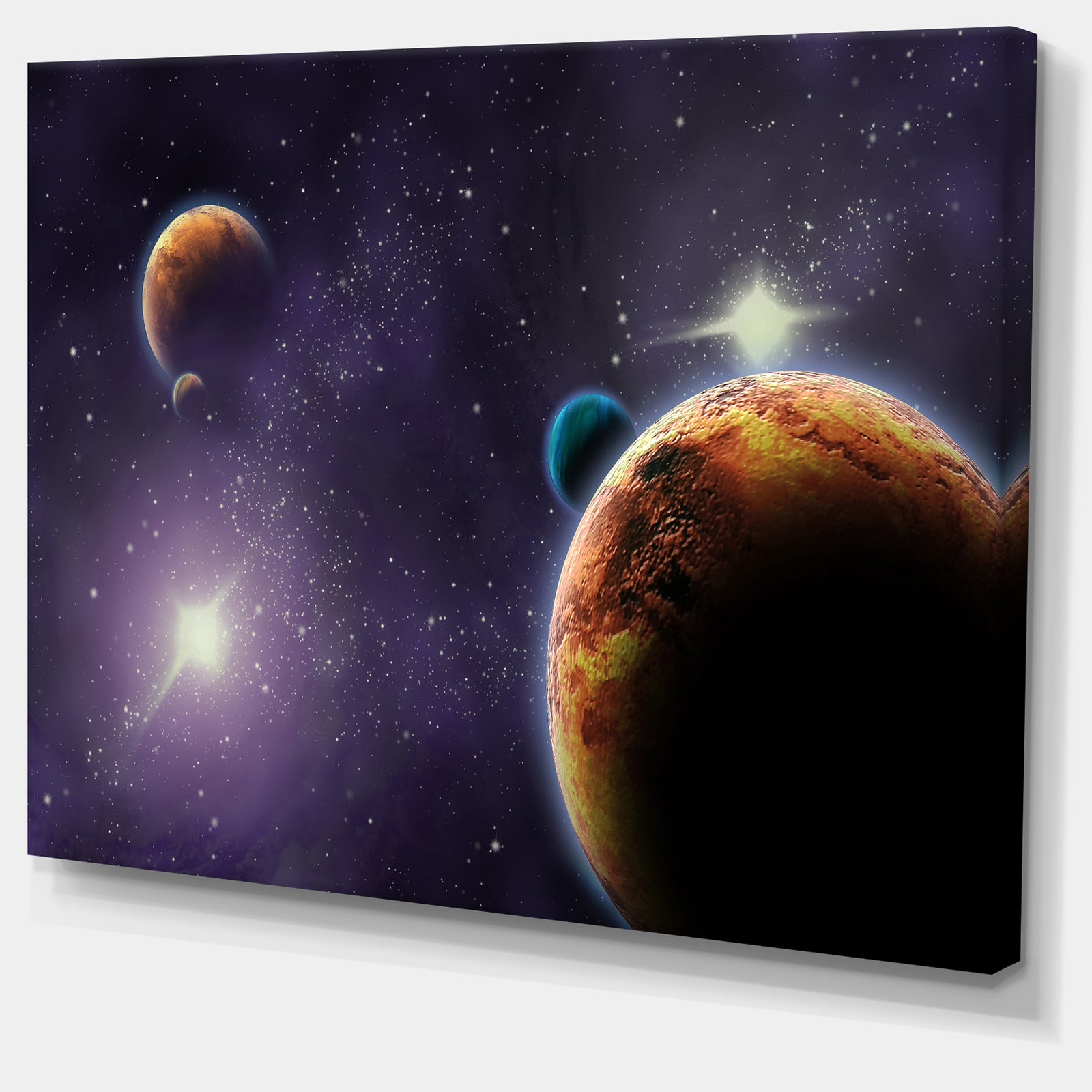 Planets in Deep Dark Space Contemporary Artwork