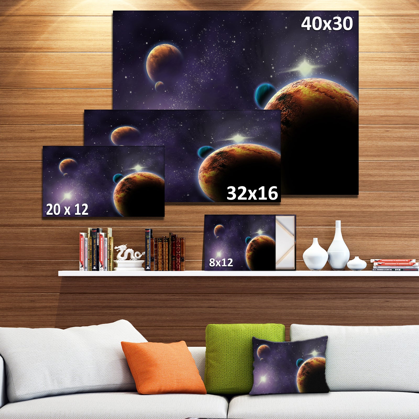 Planets in Deep Dark Space Contemporary Artwork