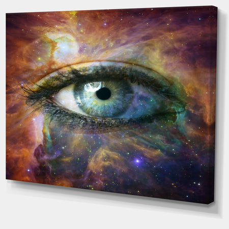Human Eye Looking in Universe - Contemporary Canvas Art Print