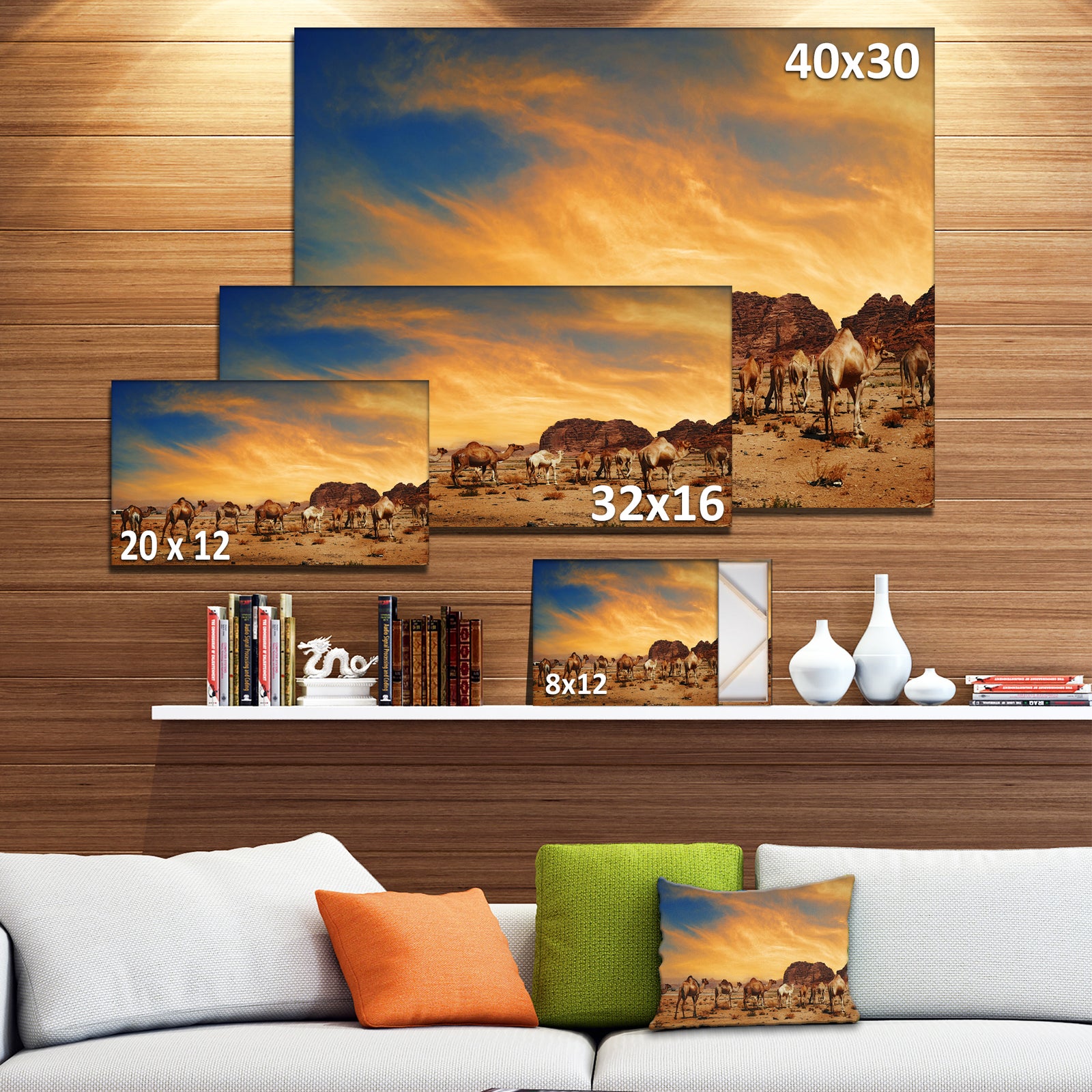Camels in Wadi Rum Photography Canvas Art Print