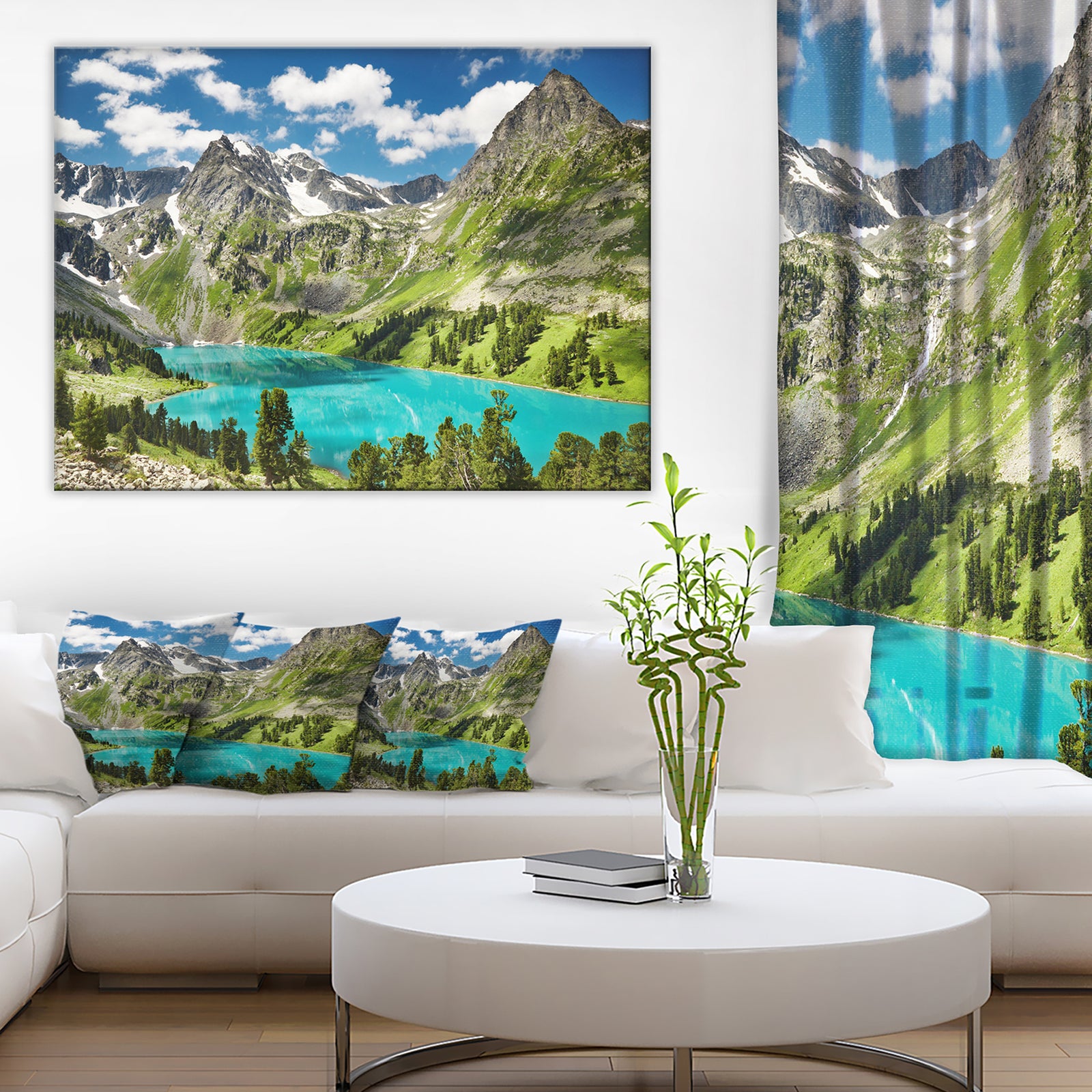 Mountain Lake and Blue Sky Photo Canvas Art Print