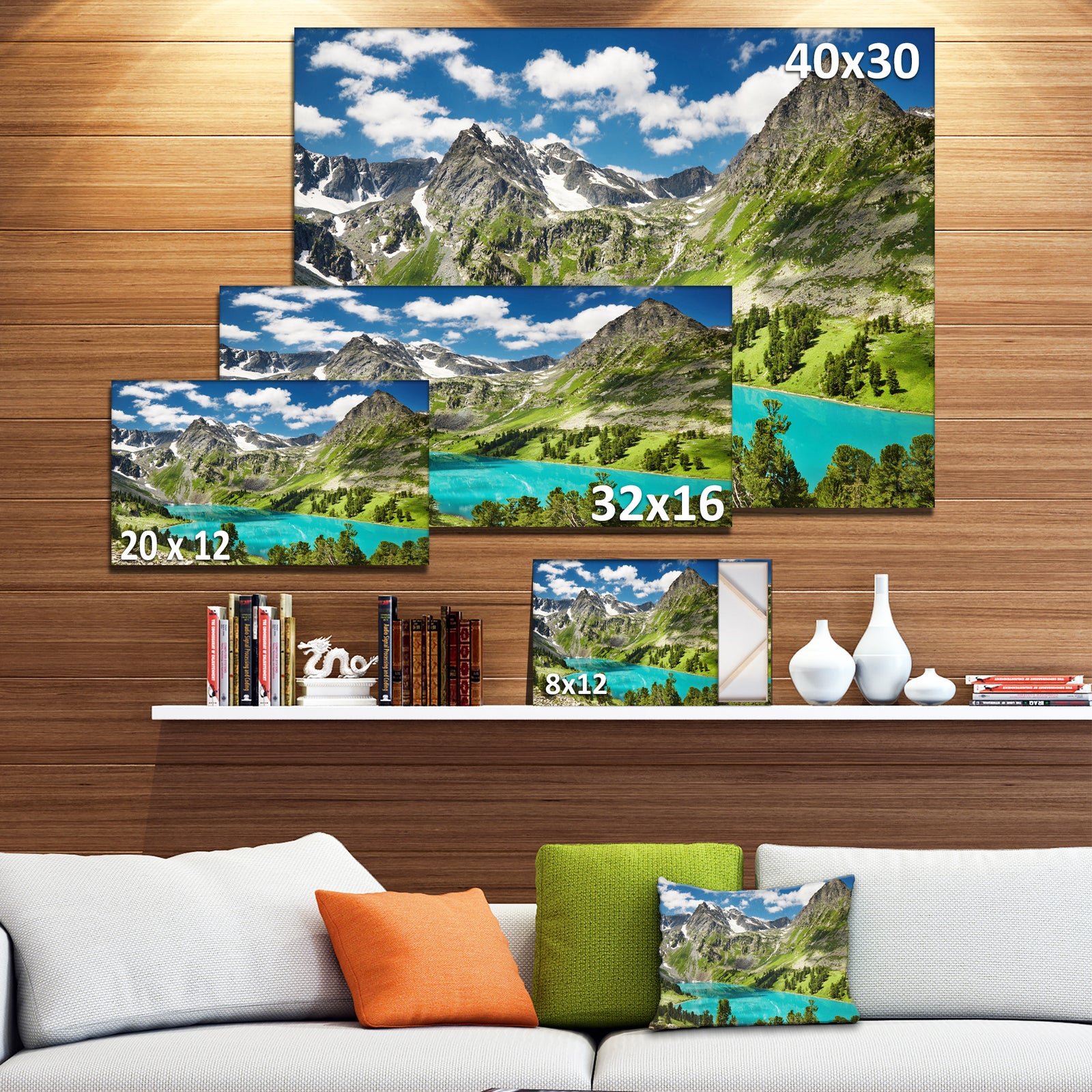 Mountain Lake and Blue Sky Photo Canvas Art Print