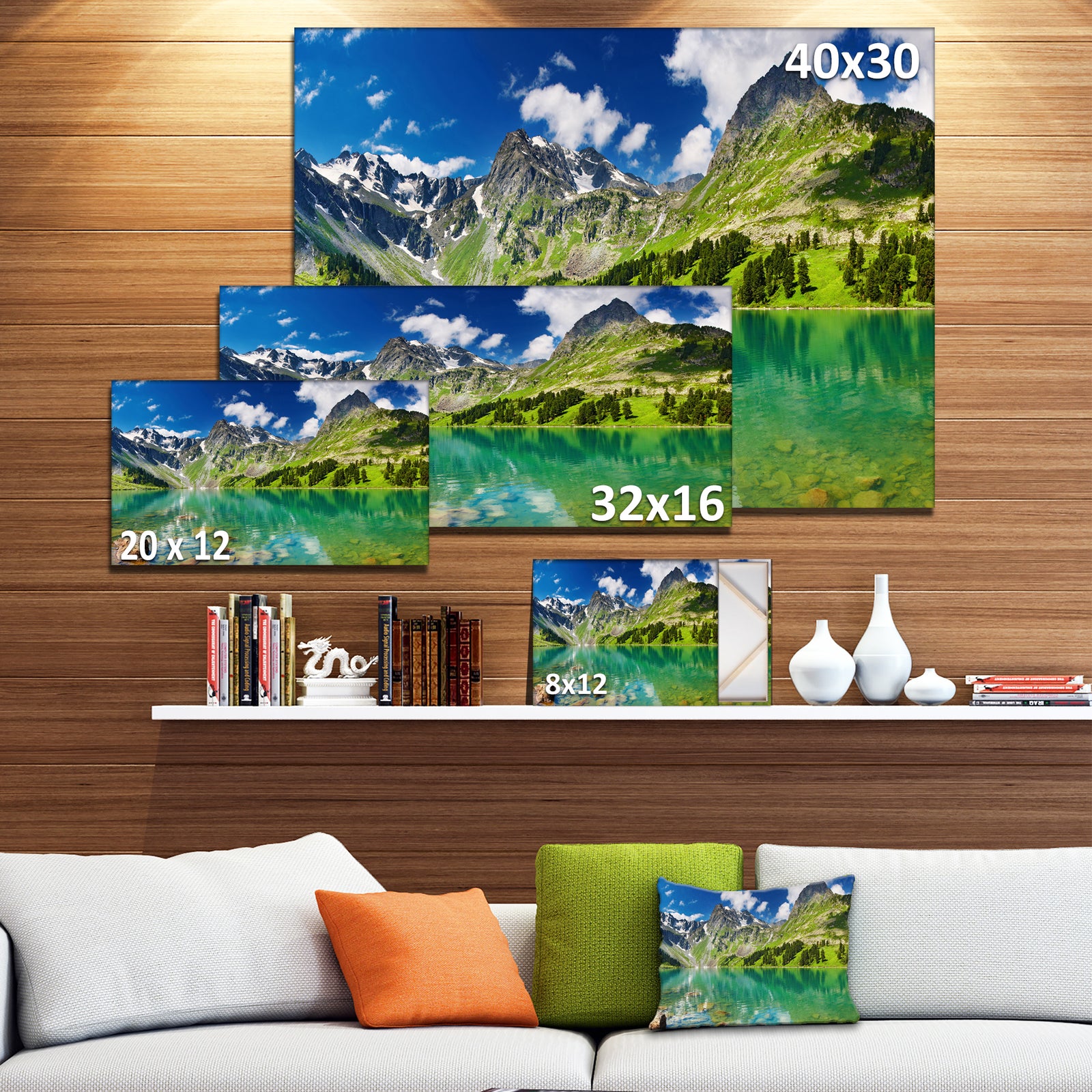 Bright Day Mountain Lake Photography Canvas Art Print