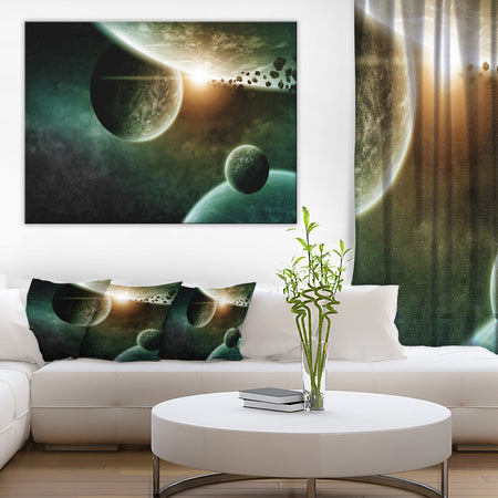 Space Planet Illustration Contemporary Canvas Art Print