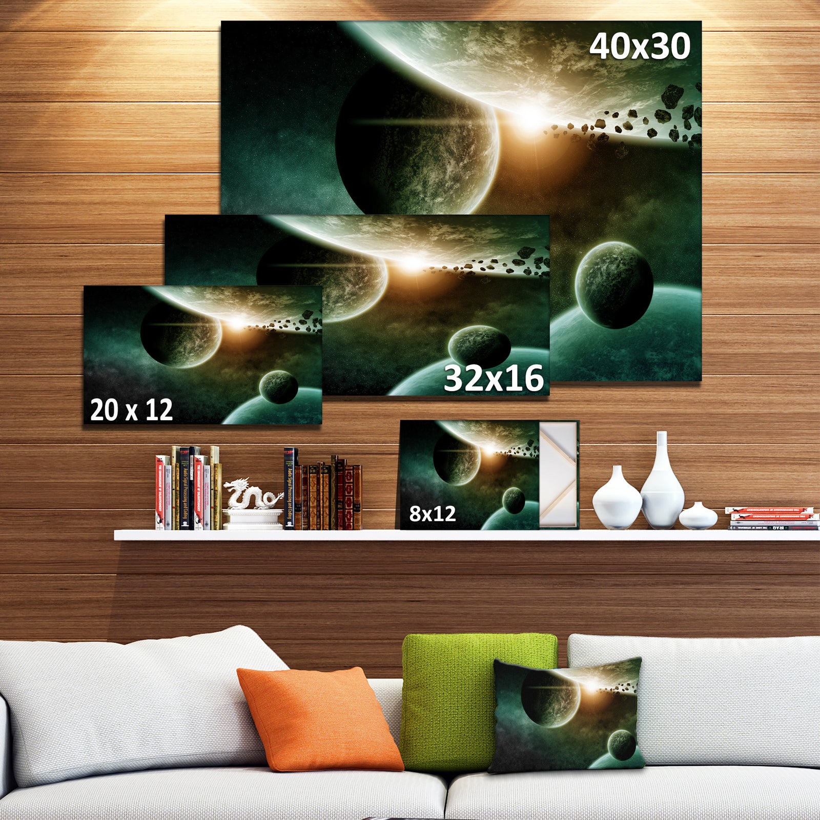Space Planet Illustration Contemporary Canvas Art Print