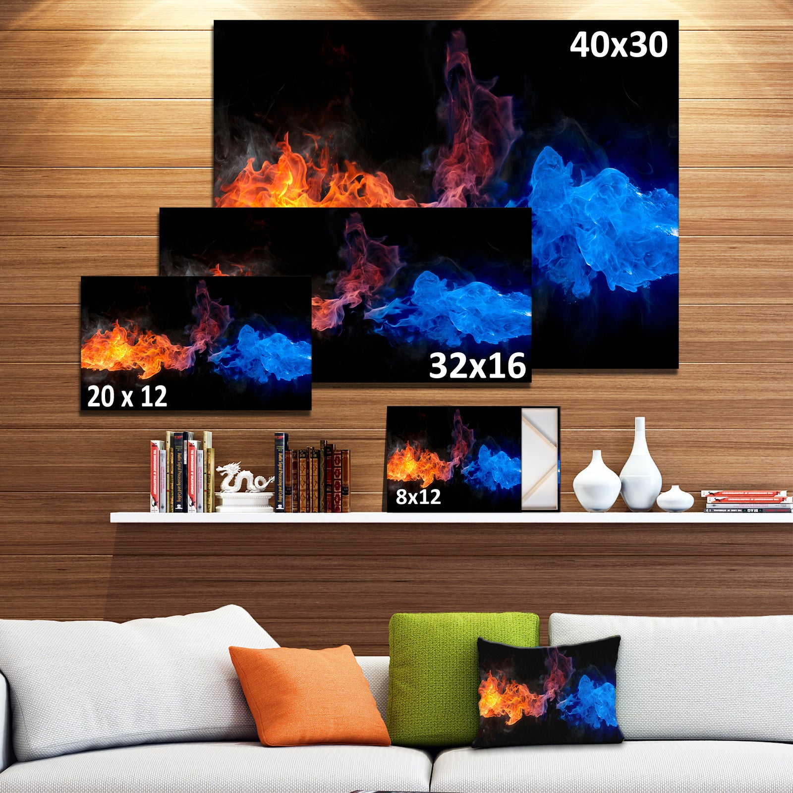Blue and Red Fire Contemporary Artwork