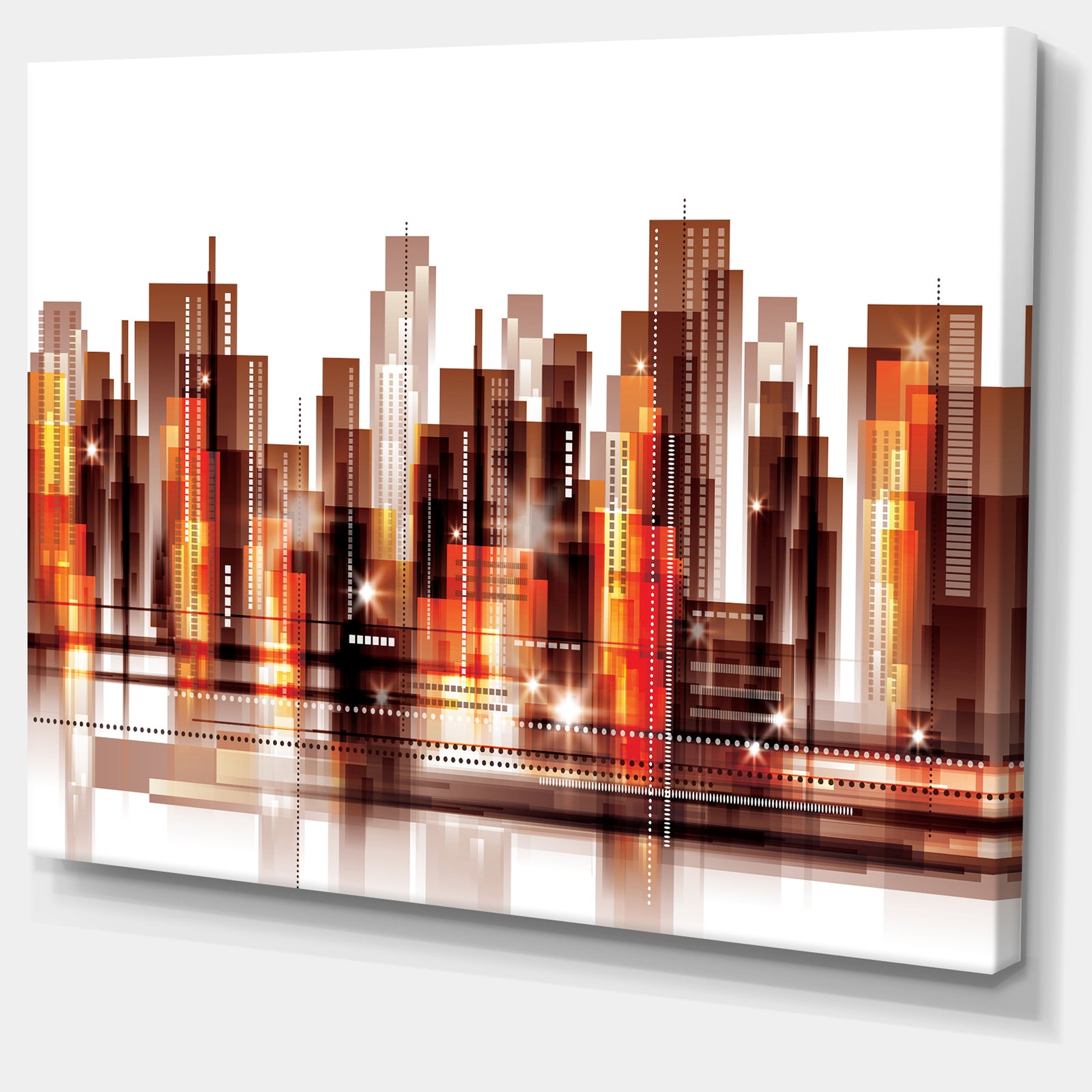Brown City Skyline - Cityscape Canvas Art Print