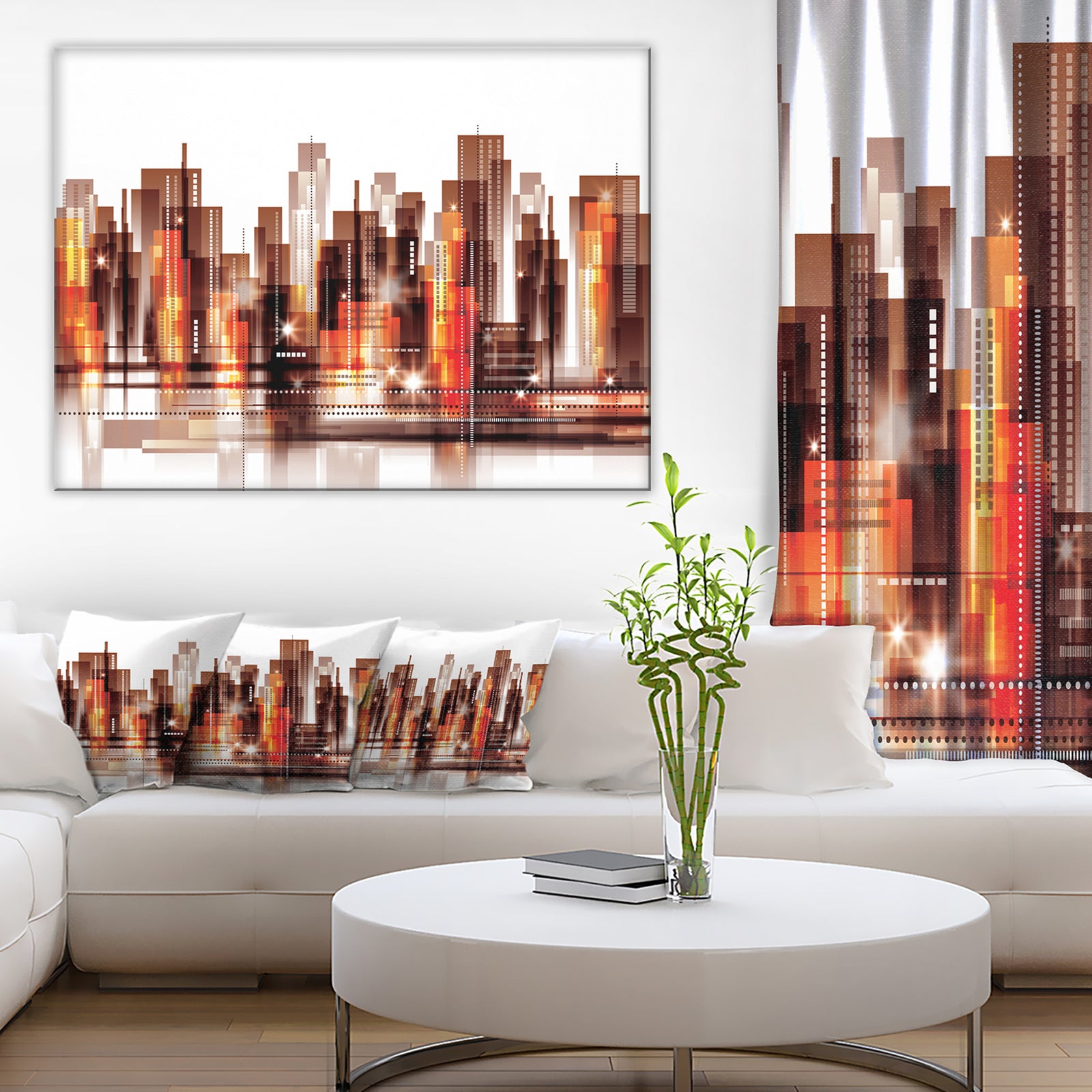Brown City Skyline - Cityscape Canvas Art Print