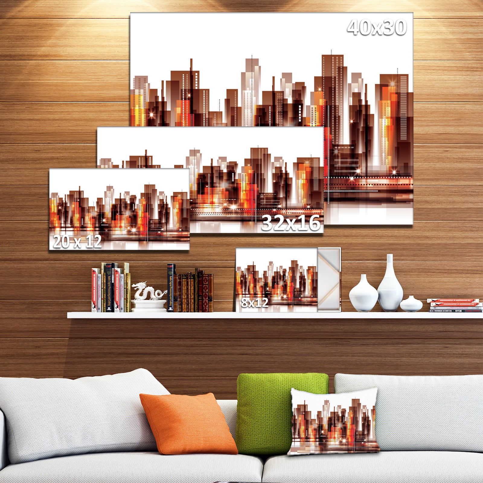 Brown City Skyline - Cityscape Canvas Art Print