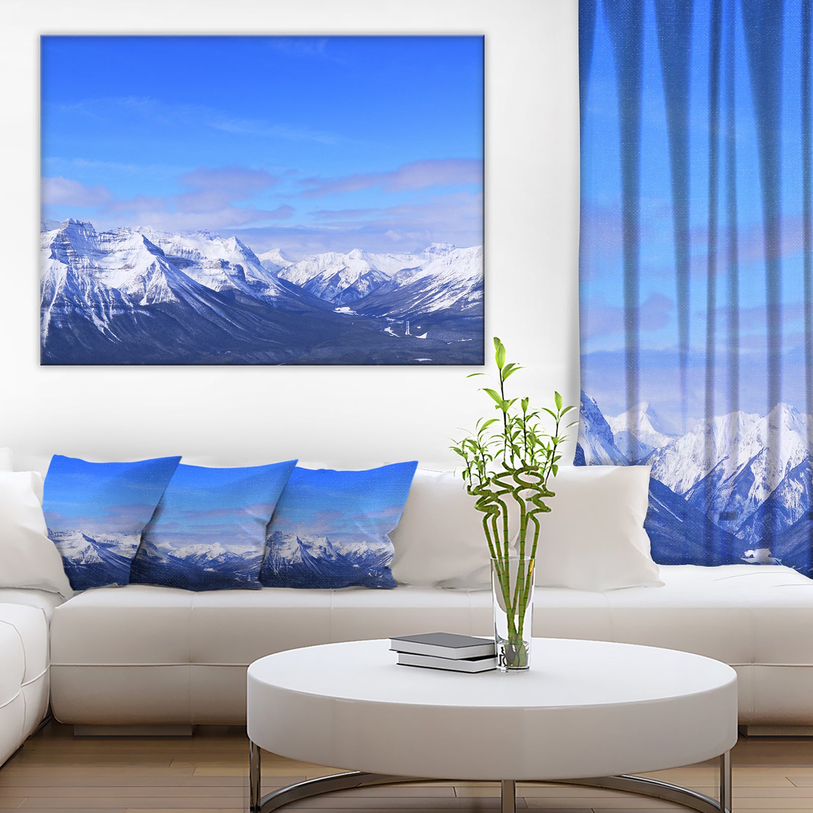 Blue Winter Mountains - Landscape Photo Canvas Print