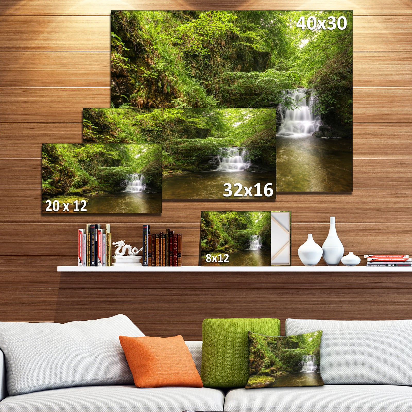 Water Flowing over Rocks - Landscape Photo Canvas Print