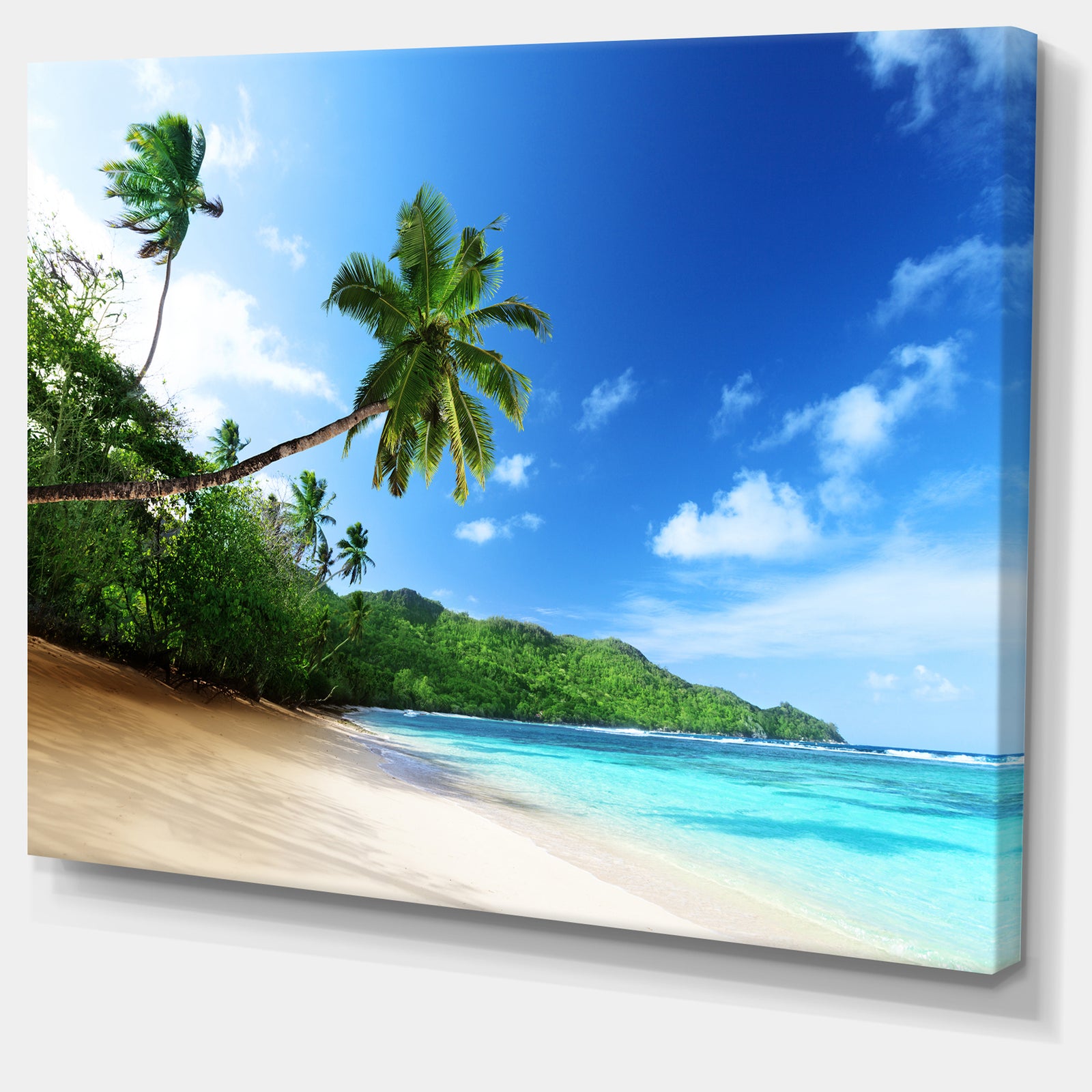Sunset Beach with Palm - Landscape Photography Canvas Print