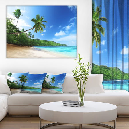 Sunset Beach with Palm - Landscape Photography Canvas Print